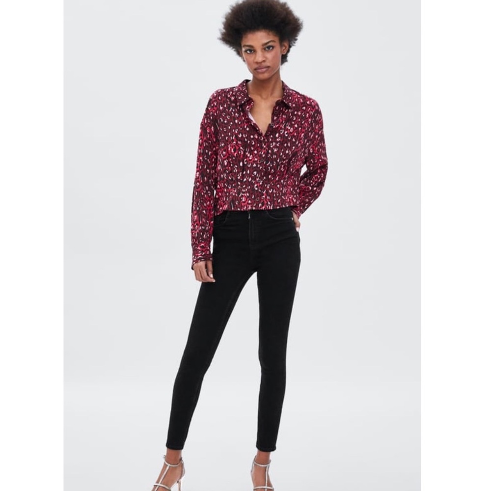 Zara Cropped Leopard Print Top